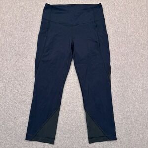 Lululemon In Movement Crop Leggings Everlux 19" Navy Blue Womens 4 Stretch‎ Yoga